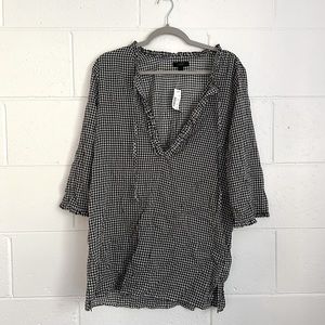 NWT Jcrew lightweight gingham shirt/dress with ruffle deep v-neck collar